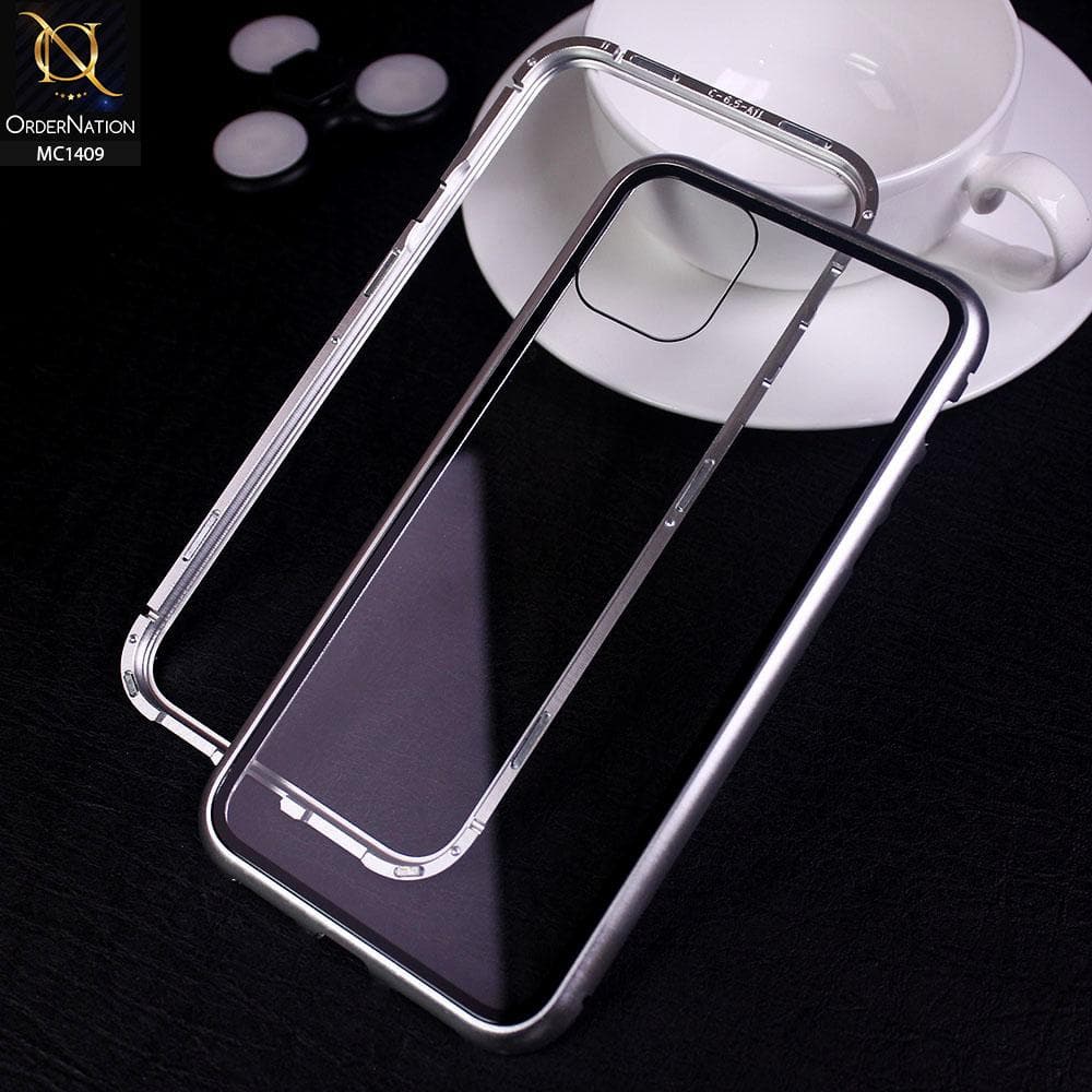 Apple iPhone 11 - 360 Degree Magnetic Adsorption Case Metal Frame Tempered Glass Back with Built-in Magnet Cover