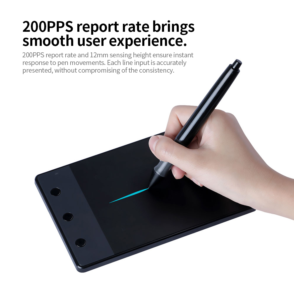HXSJ Huion H420 Professional Graphics Drawing Tablet with 3 Shortcut Keys 2048 Levels Pressure Sensitivity 4000LPI Pen Resolution. 