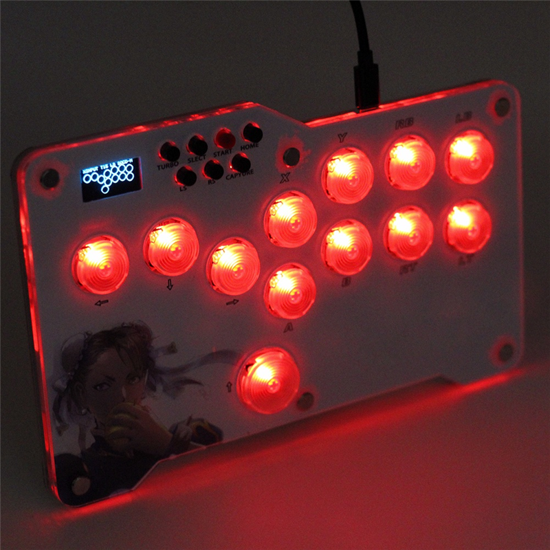 Mini Fight Stick LED Mini Controller Replacement Accessories Fit for PC //Switch Arcade Joystick Fight Box. 