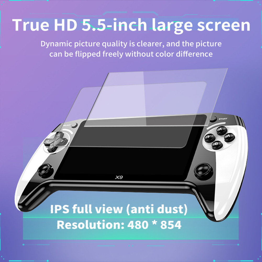 X9 Handheld Game Console With 5.5in Screen Portable Video Games 1500mAh Chargeable Battery Game Controller For Men Women. 
