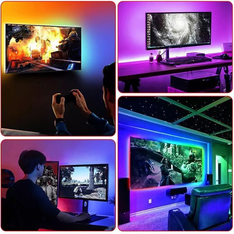 5V USB LED Strip Lights RGB Tape 5050 2835 0.5m- 5m Bluetooth Flexible Lamp Tape Diode Ribbon TV Backlight With Remote Control. 