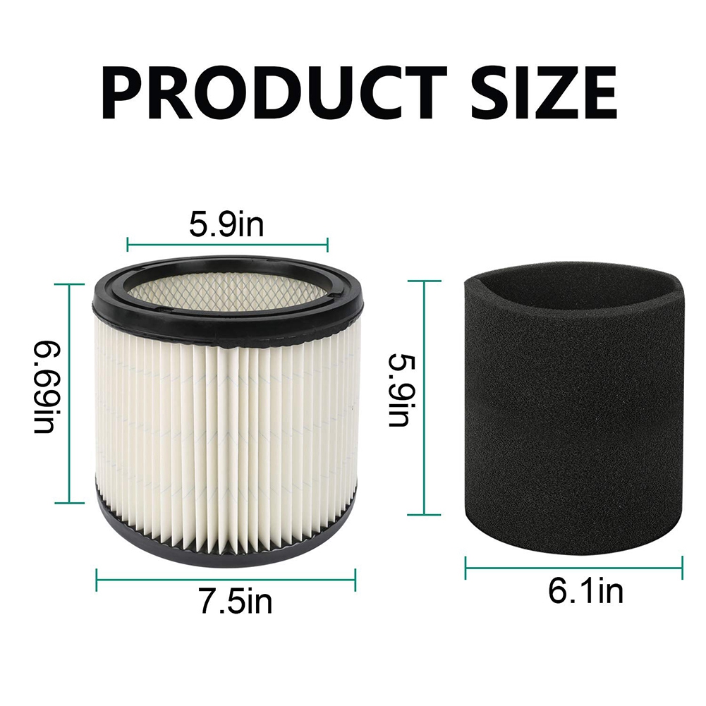 Filter & Foam Filter, Fits 5 Gallon and Up Wet Dry. 