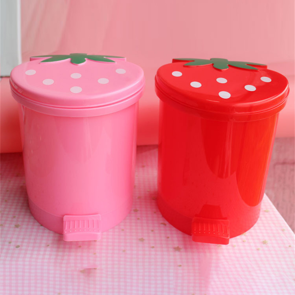 Desktop Trash Can Strawberry Shaped Household Storage Bucket Home Supplies Strawberry Bucket Easy To Clean Cartoon Trash Mini. 