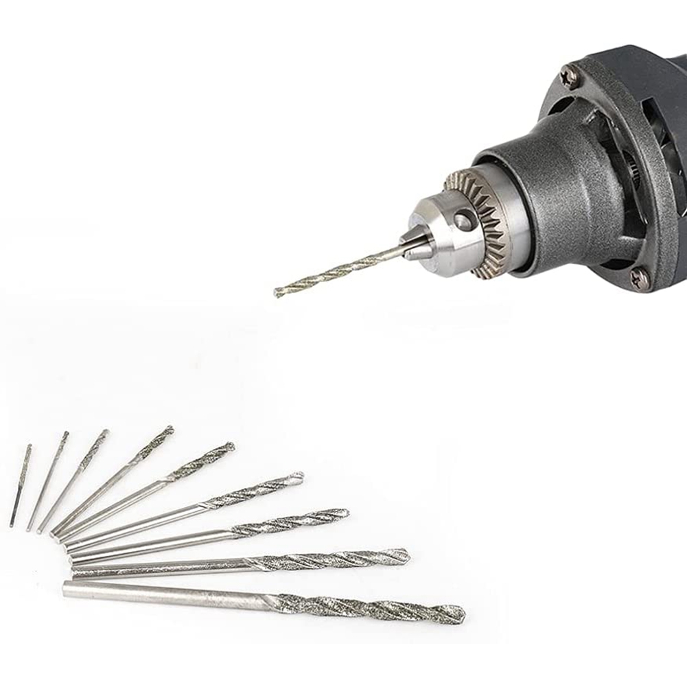 10 Pieces Diamond Drill Bits Set Twist Diamond Tip Drill Bit Heavy. 