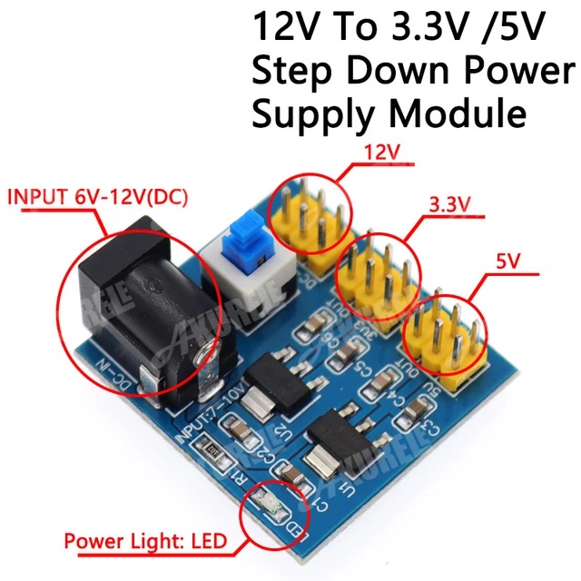 Multi Output Voltage Conversion 3.3V 5V 12V Power Module DC DC Voltage Conversion Module 12V To 3.3V 5V 12V Reduction Adapters. 
