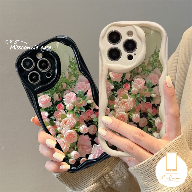 MissConnie For Samsung A14 A50 A05 A24 A12 A13 A04s A05s A04 A50s A23 A34 A52 A51 A53 A54 A30s A10s A21s A11 A32 A04E A31 A02s A30 A52s A03s A20s Funny Dreamy Romantic Pink Fresh Flower 3D Wavy Curved Edge Soft Cover Couple Phone Case. 