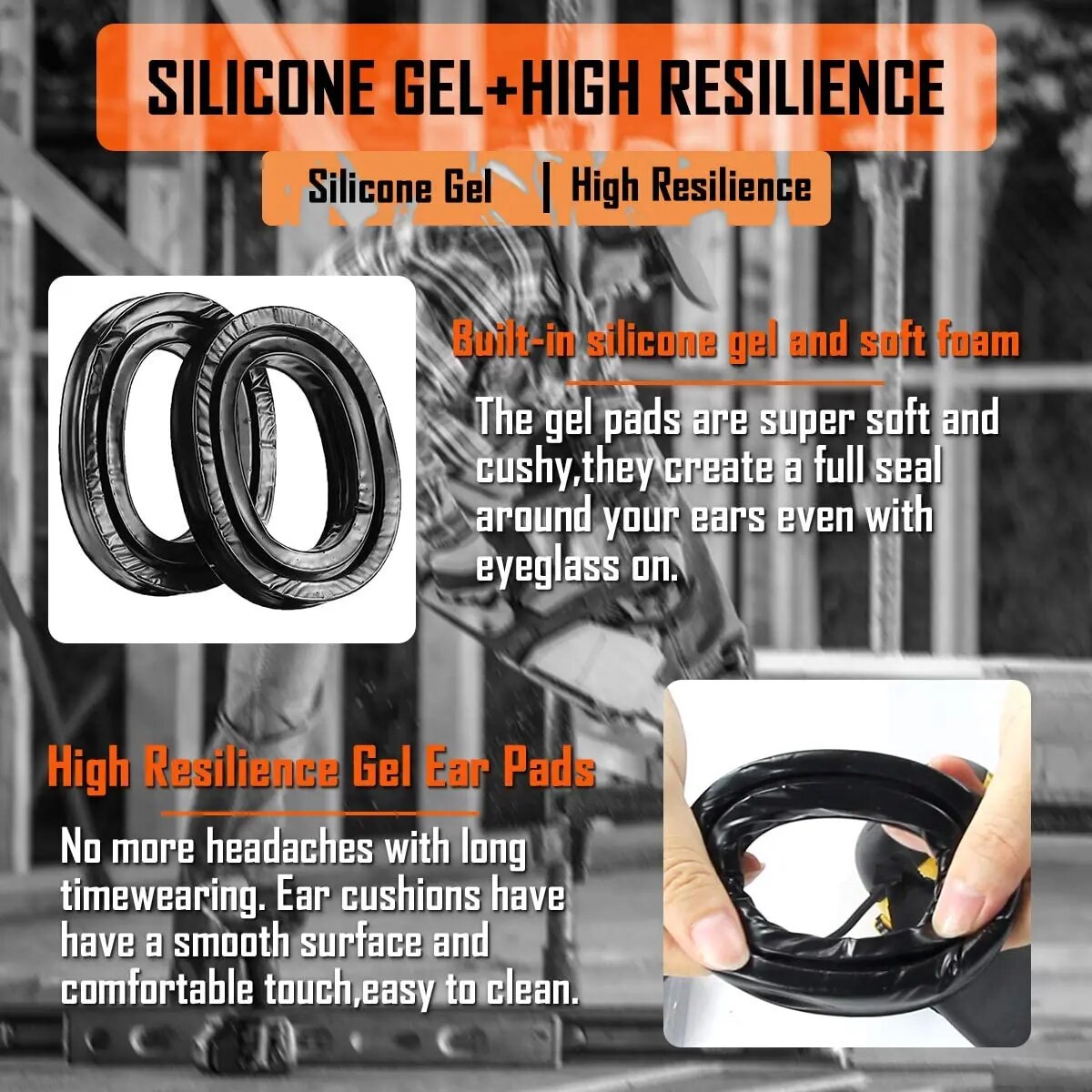 ZOHAN One Pair Silica Gel Ear Pads for 3M Peltor Earmuffs ZOHAN Replacement Ear Cushion Kit for Ear Defenders Protection. 