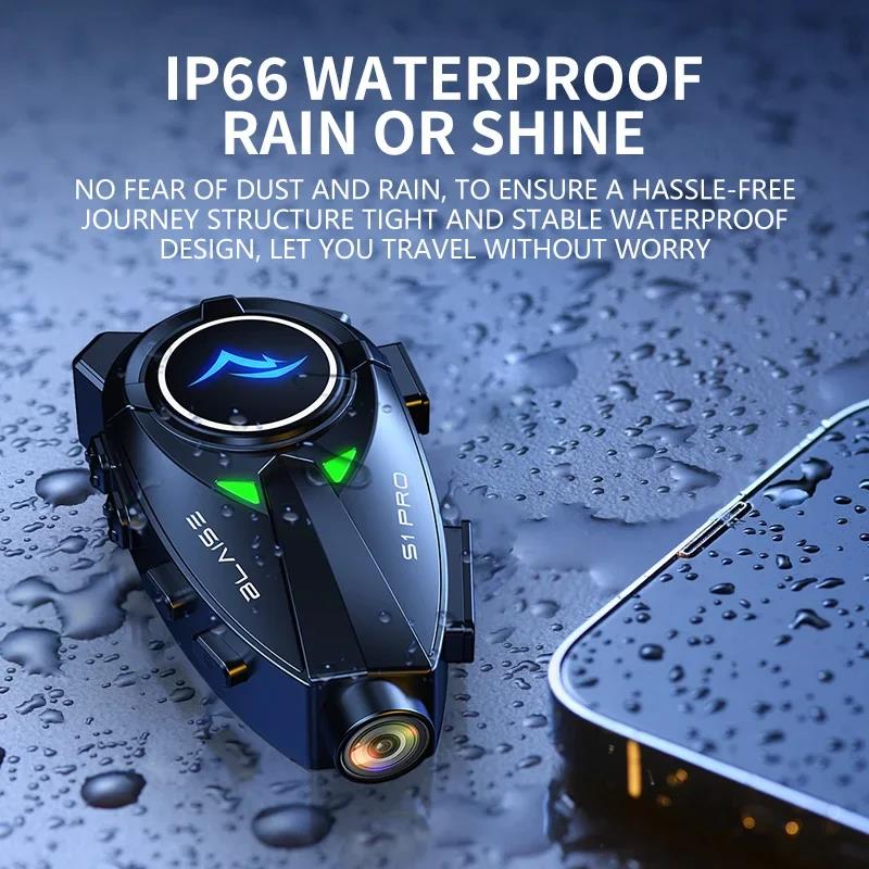 BLAISE S1 PRO Bluetooth Motorcycle Intercom Helmet Headset Wifi APP Speaker Headphone Motorbike Interphone Motor Dash Cam Dvr. 
