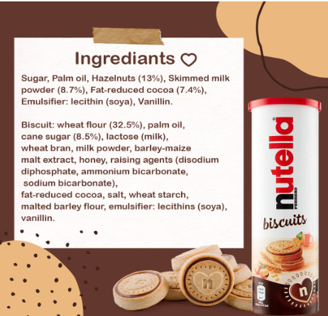 Nutella Biscuits Tube Filed Inside With Nutella Chocolate - 166gm. 