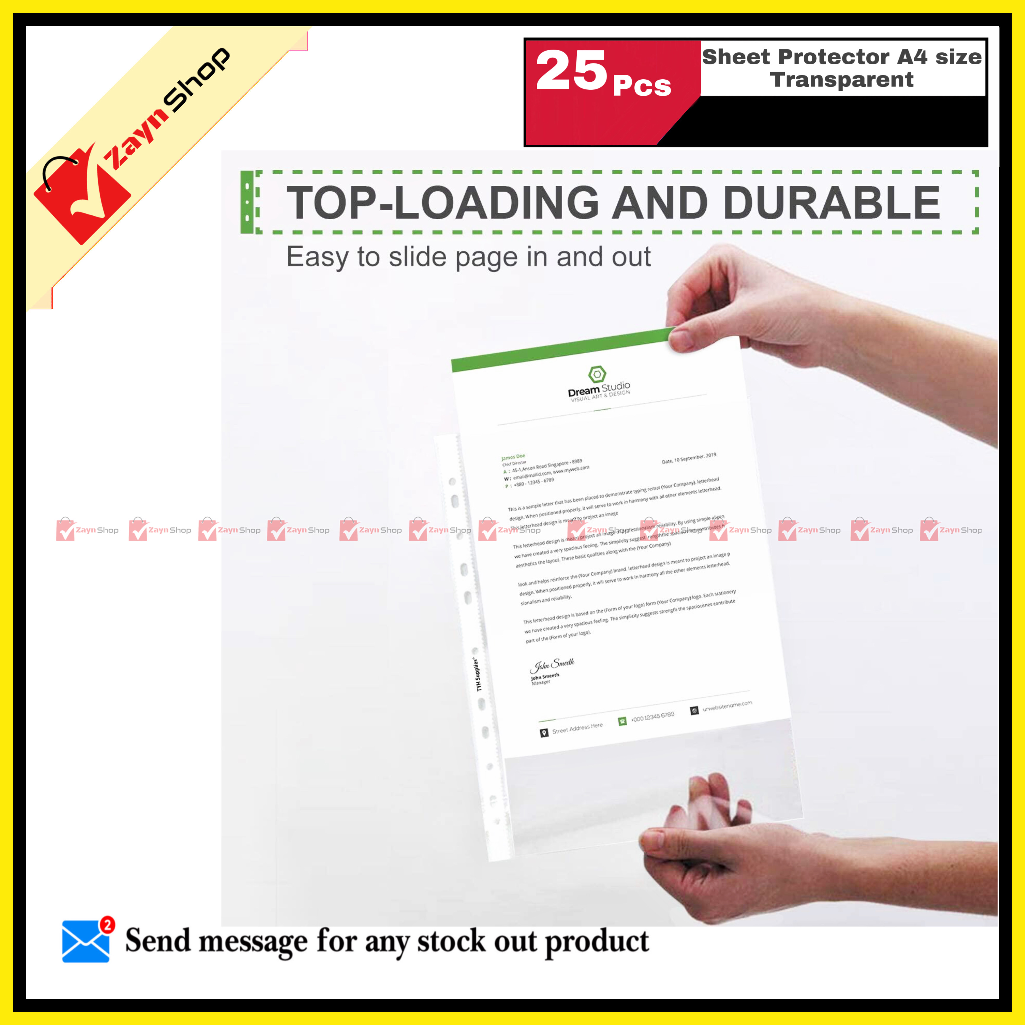 Sheet Protector A4 size Transparent 10 pcs  25 pcs or 100 pcs. 