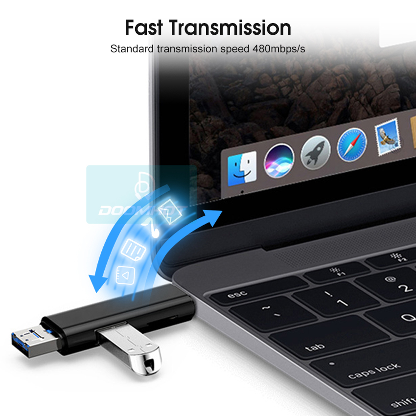 DoomHot Multifunctional 6-In-1 USB C Memory Card USB2.0 + Type-c + Micro + USB 3-In-1 Interface + TF / SD Card Reader 6-In-1 / 5-In-1 480mbps/s. 