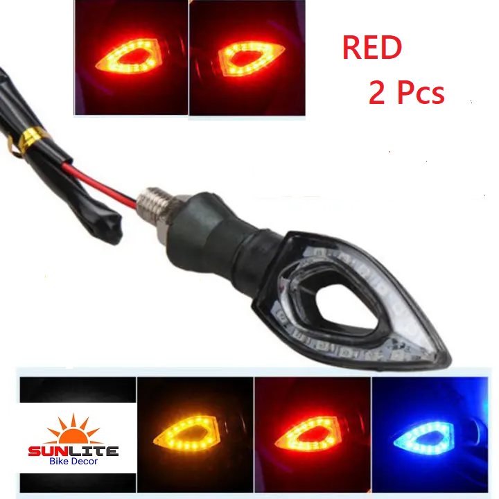 Stylish 2 Pcs Indicator Led side light. Water Flow effect fit for Any Motorcycle- Red