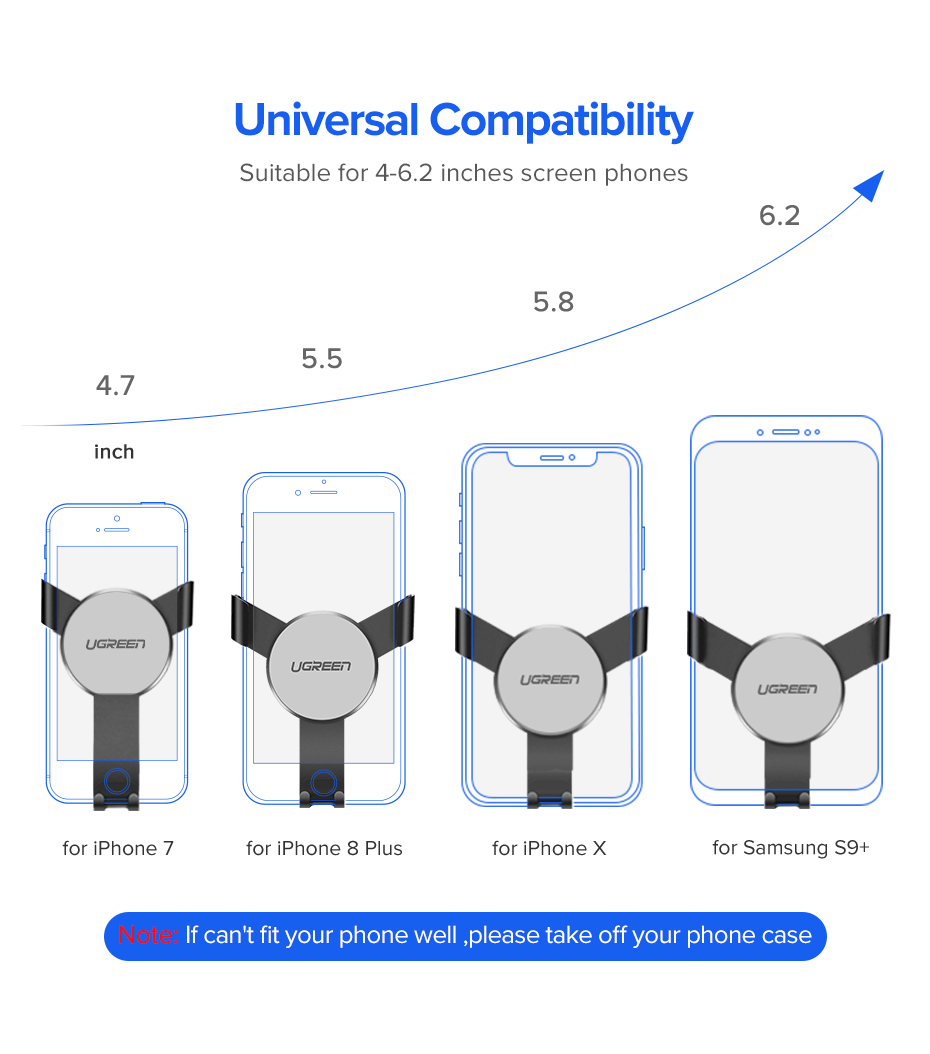 U GREEN LP130 Gravity Drive Car Mount for Mobile Smartphone Support Cell Phone Stand for iPhone 13 12 Pro Auto-Clamp Firm Grip Universal Fit Mobile Stand #40907. 