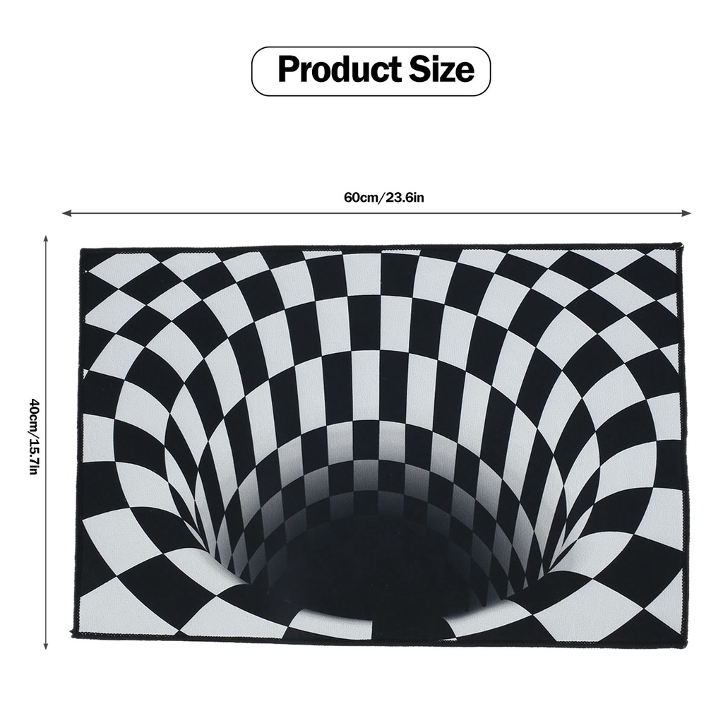 3D Vortex Illusion Doormat Decor Print Abstract Geometric Optical Floor Mat Soft Flannel Non Slip Doormat for Kitchen Bedroom. 