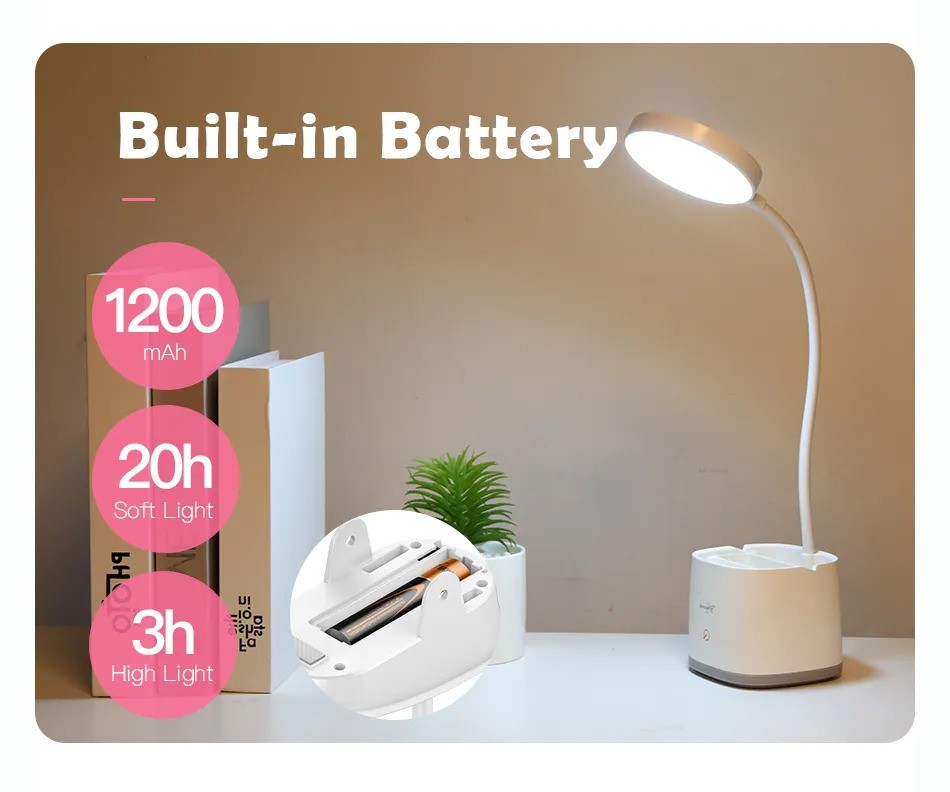 YAGE YG-T109 Table Lamp Pen Holder Desk Lamp Rechargeable USB Reading LED Table light Night Light By Win Accessories. 