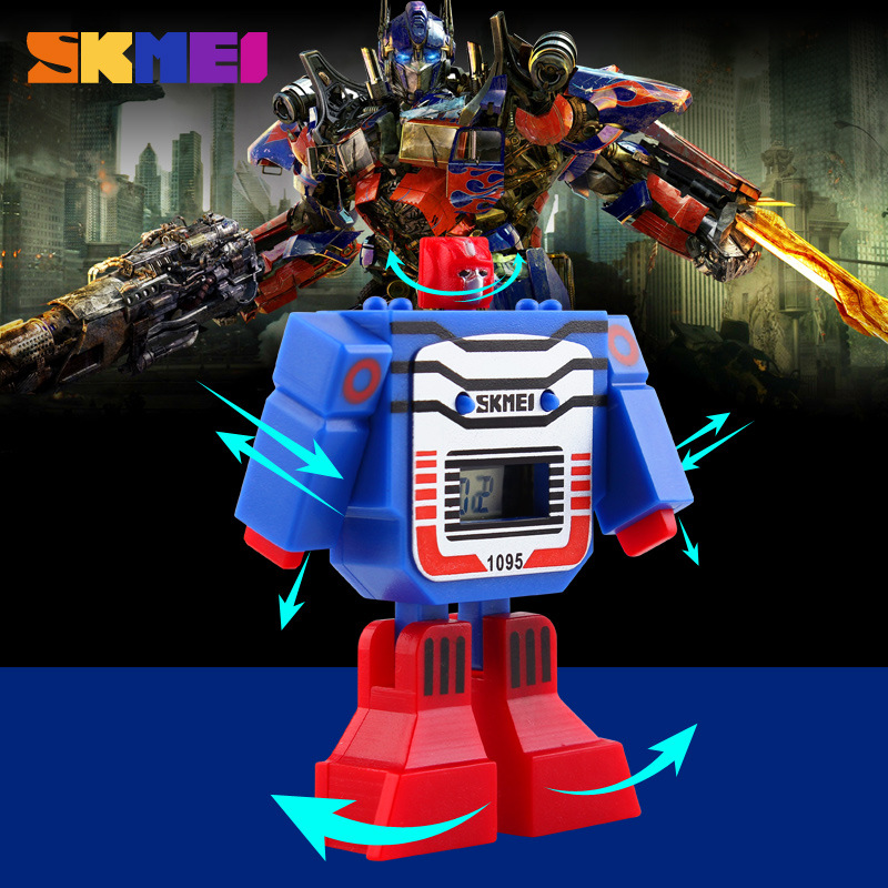 SKMEI Factory Direct Creative Split Dial Fun Watch Student Robot Transformer Cartoon Children's Watch. 
