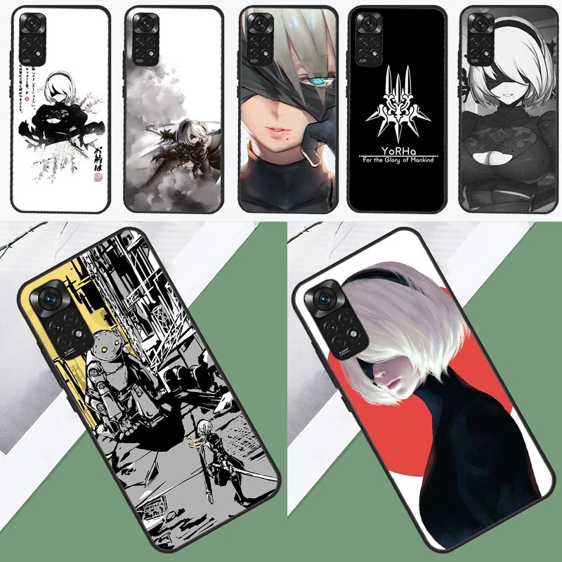 NieR Automata 2B Case For Xiaomi Redmi Note 12 Pro Plus 8 9 10 11 Pro 8T 9S 10S 11S 12S 9C 10A 10C 12C Cover
