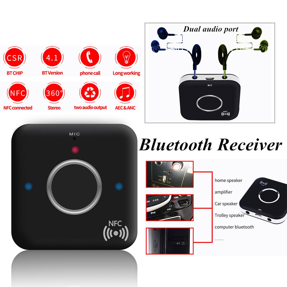 Portable Wireless Bluetooth Receiver Music Audio Adapter Hands-free Receiver With NFC Mic