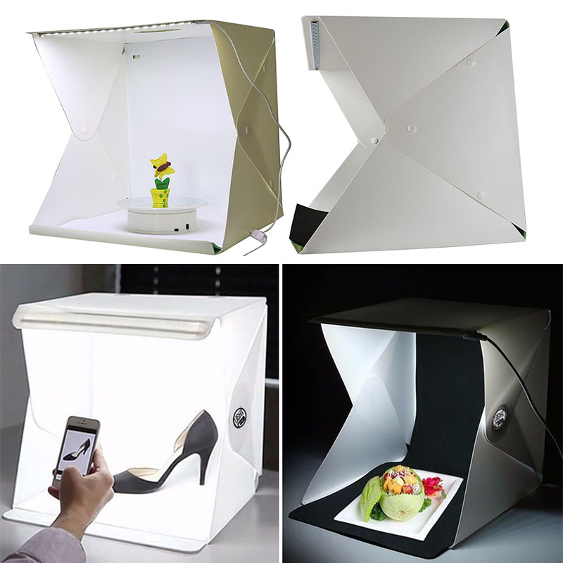 Portable Mini Box Light Room Photo Studio Photography LED Lighting Backdrop With 4 Backdrop Cloth effect and easy to use. 