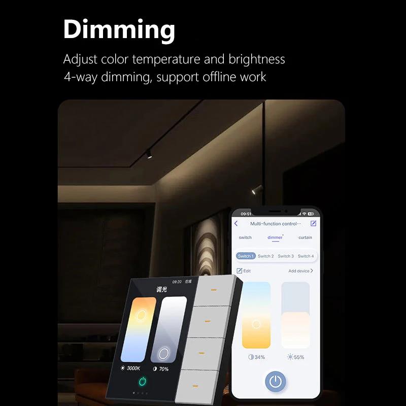 Tuya Zigbee 3.5 Inch Smart Wall Switch Touch Screen 4 Groups Switch 8-way Scene Radar Sensor Dimming Switch Curtain Smart Home. 