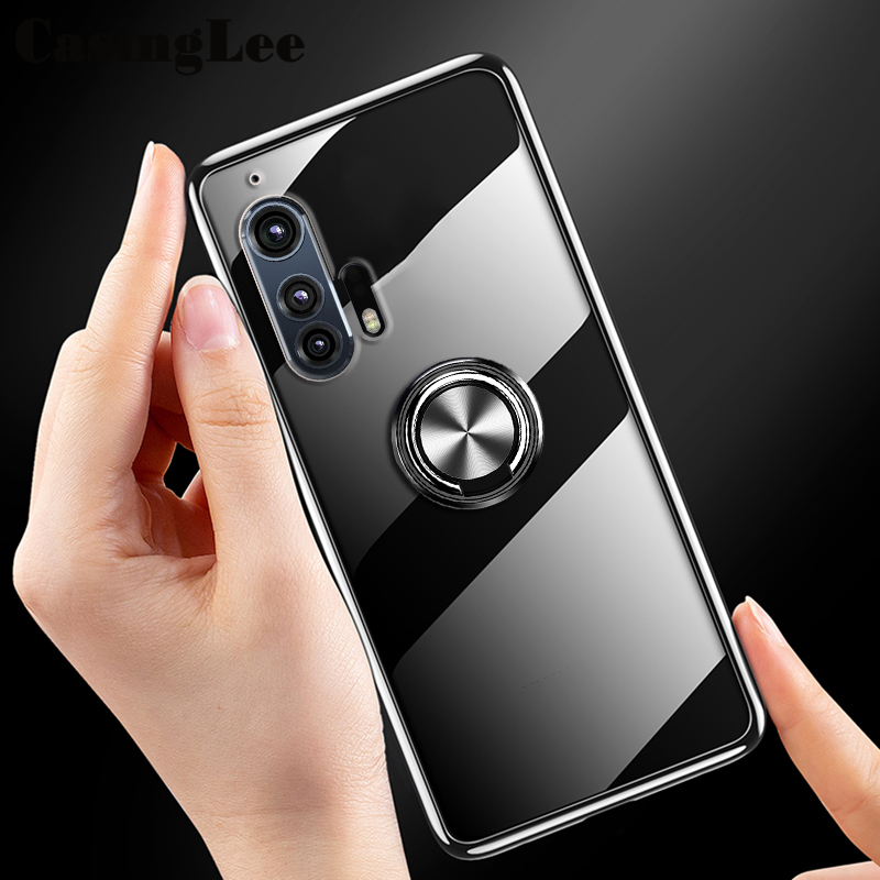 Protect cover for Motorola Moto edge plus soft case clear transparent shockproof car magnetic holder ring phone cases Motorola Moto edge back cover