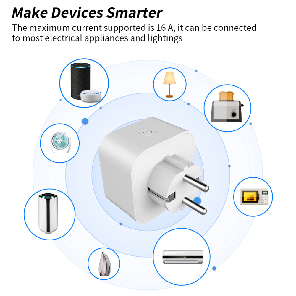 Cozylife EU Plug WIFI Wireless Remote Socket Smart Timer Plug Voice Control EU Home Fire Retardant PC Smart Power Socket. 