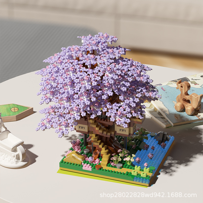 Jihui M3079 Yigao cherry blossom tree building blocks puzzle assembly girl birthday valentine's day gift cross-border toys. 