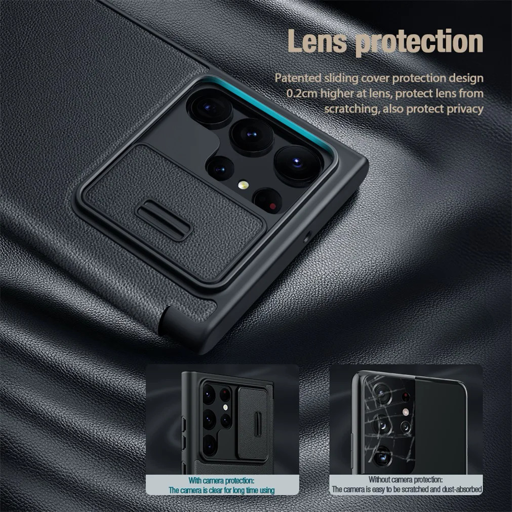 Flip Case For Samsung Galaxy S23 Ultra Nillkin Qin Pro Leather Cloth Card Pocket Slide Camera Book Lid For Samsung S23 S23+ Plus PCardiaCP. 