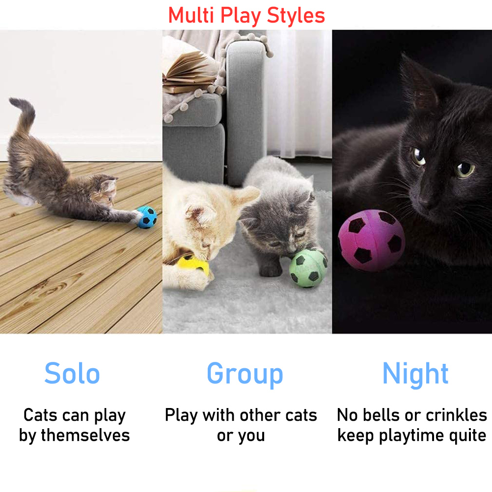 12Pcs Foam Soccer Balls Toy for Cat Soft Foam Balls for Noiseless Pet Bouncy Interactive Ball Toys