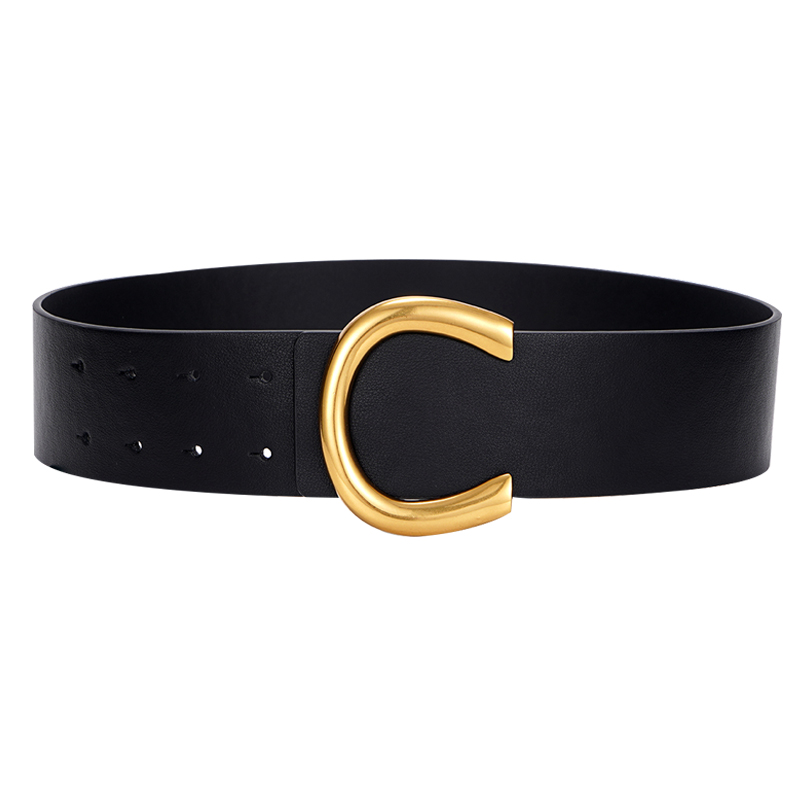 Punk Vintage Big Buckle Belts For Women New Design Black Waistbands Dress Lady Fashion Brown Wide PU Leather Waist Strap Coat. 
