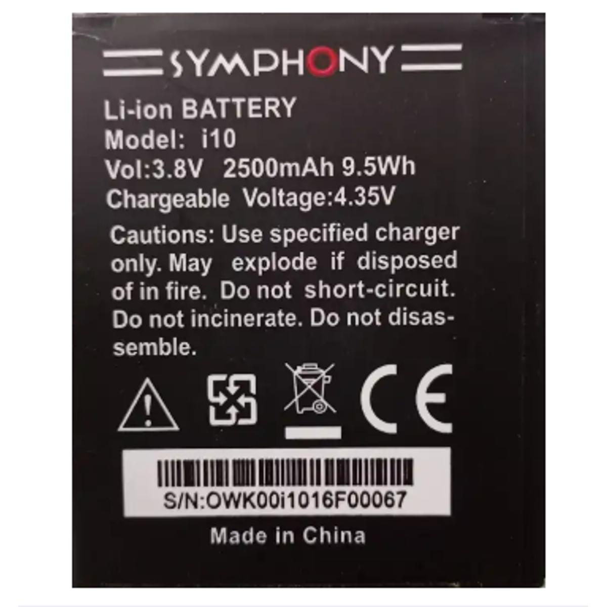 Symphony i10 Mobile Battery high quality -2500mAh