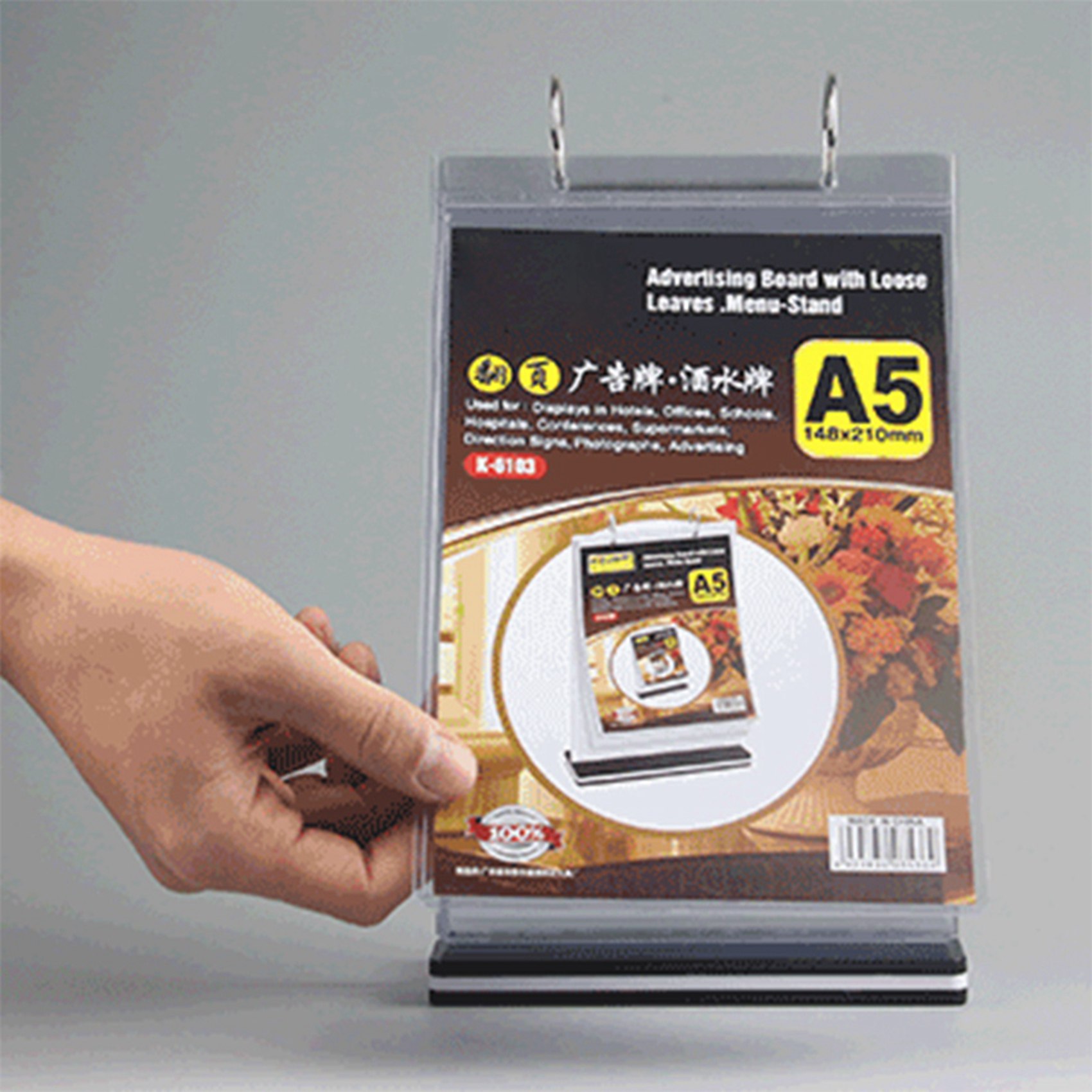 A4 Multi-Page Flip Display Card Label Display Stand Detachable Label. 