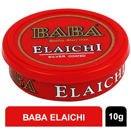 BABA ELAICHI Silver Coated Saffron Blended Elaichi - Refreshing, Exotic And Aromatic Mouth Freshener - 10Gm Tin