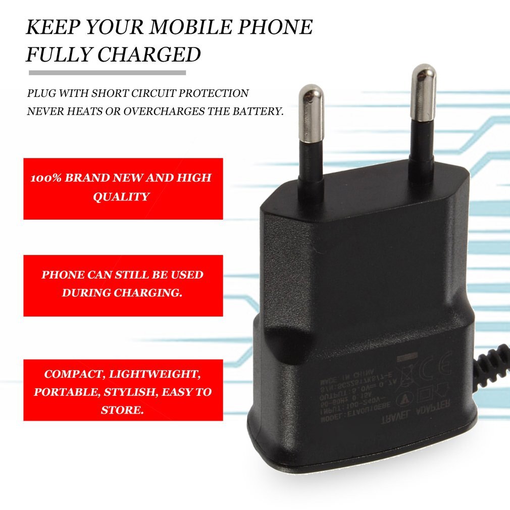 【VisioN Shop】Universal Mobile Charger for Samsung Galaxy S4 S3 S2 i9100 EU Micro USB Wall Charger Travel 110V-240V 5V 0.7A. 