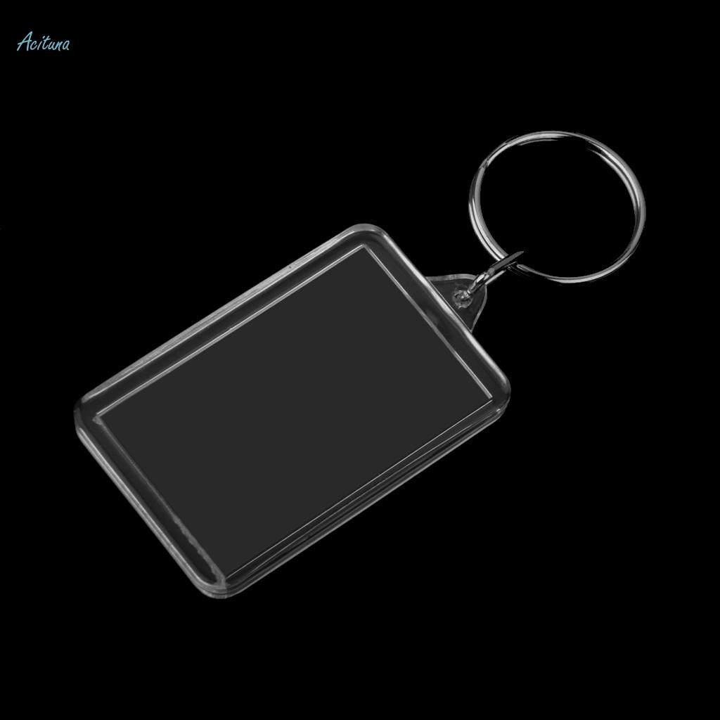 100Pcs Acrylic Rectangle Clear Key Keychain Blank Insert Photo Picture Frame. 