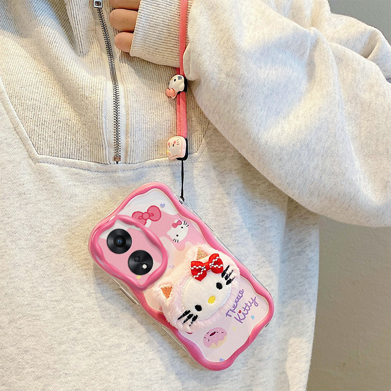 Sroof  Case  For OPPO A1 Pro A1K A3S A5 Pro AX5 A7X A8 A9 A11 A12e A15 A16 A16K A16e A17 A18 A31 A35 A36 A38 A52 A54s F23 Reno8 T K10 Cute 3D Fashionable and Cute Cream Plush Phone Case with Six Animal Types Pacha Dog Strawberry Bear phone case back cover. 