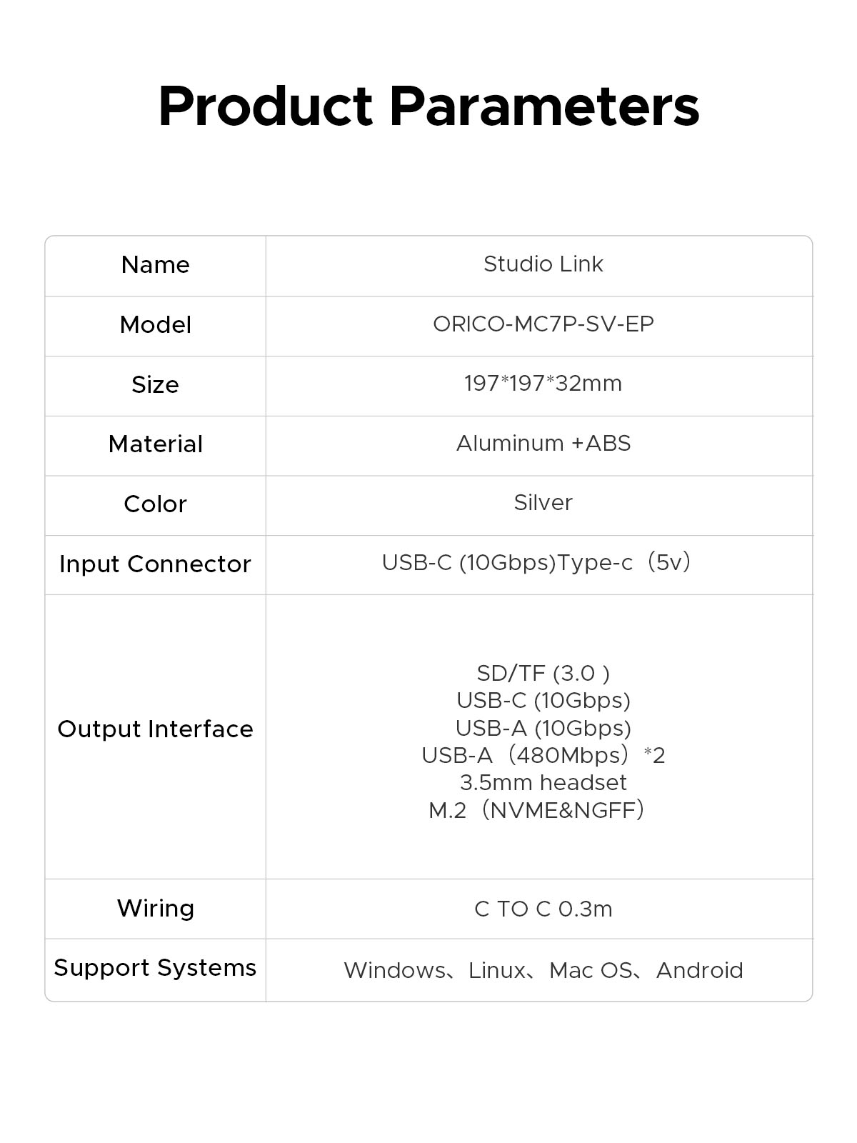 ORICO USB C HUB USB3.2 10GB SD/TF3.0 8-in-1 Docking Station for Mac mini Chassis with M.2 NVME Solid State Drive. 