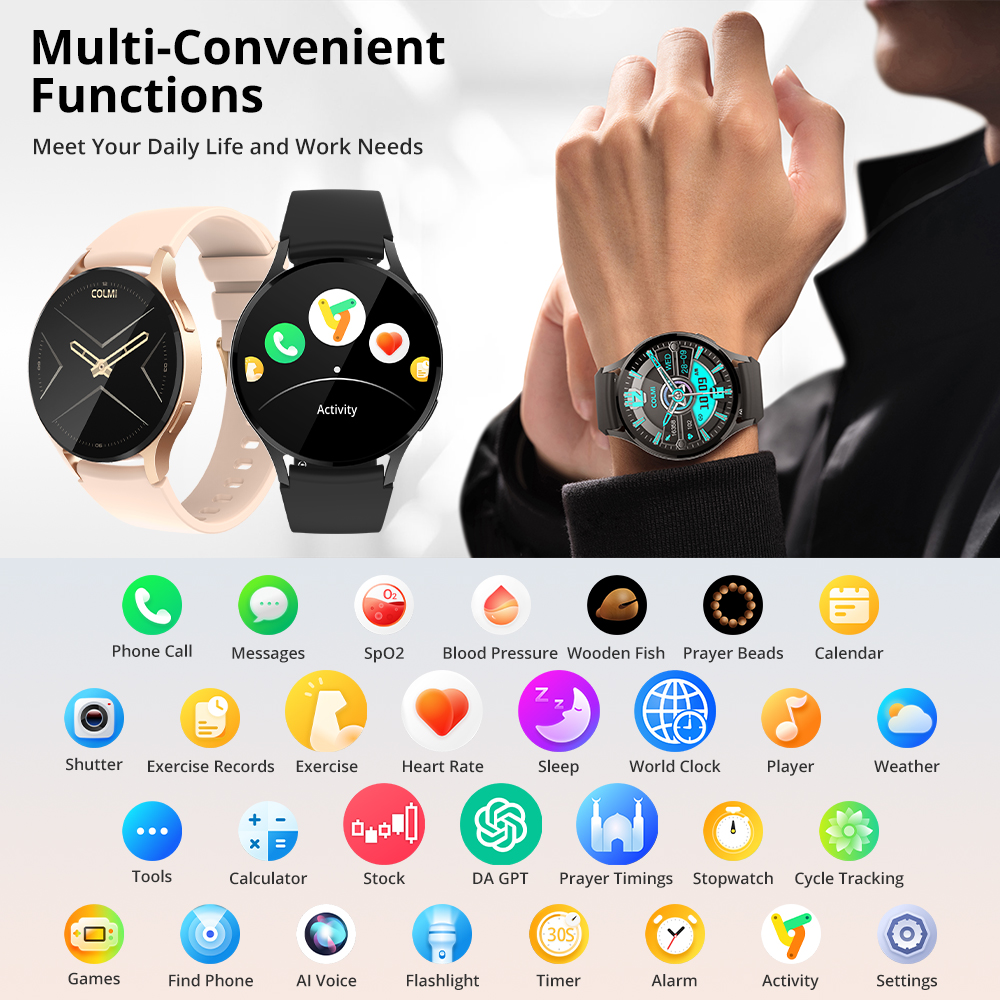 COLMI i28 Ultra Super Amoled 1.43″ AOD Display  Smartwatch with Ai GPT IP68 Waterproof Prayer Times Man Woman Smart Watch. 
