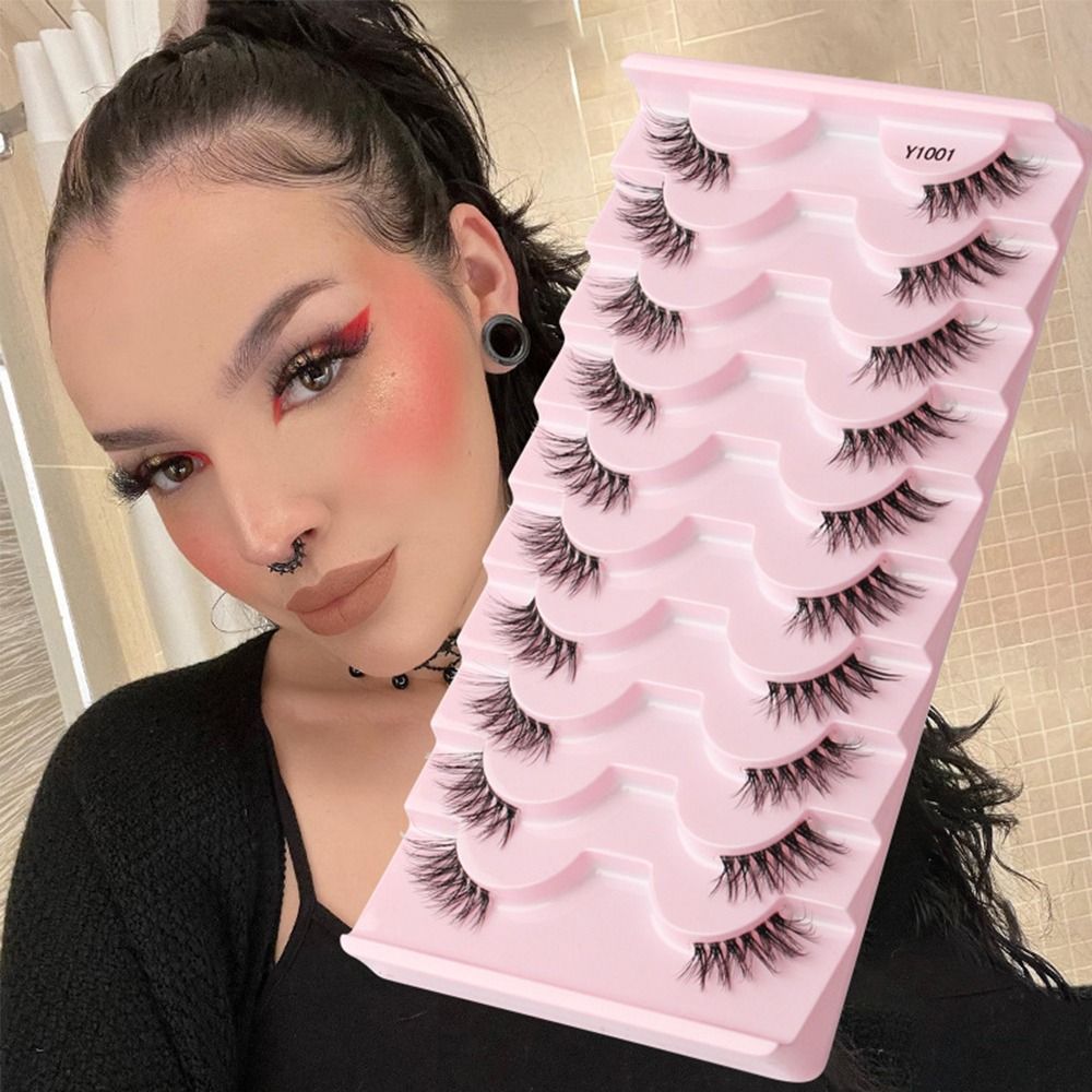 Short Half Eyelashes Accent Corner Lashes Natural Look Cat Eye Half Lashes with Clear Band False Eyelashes