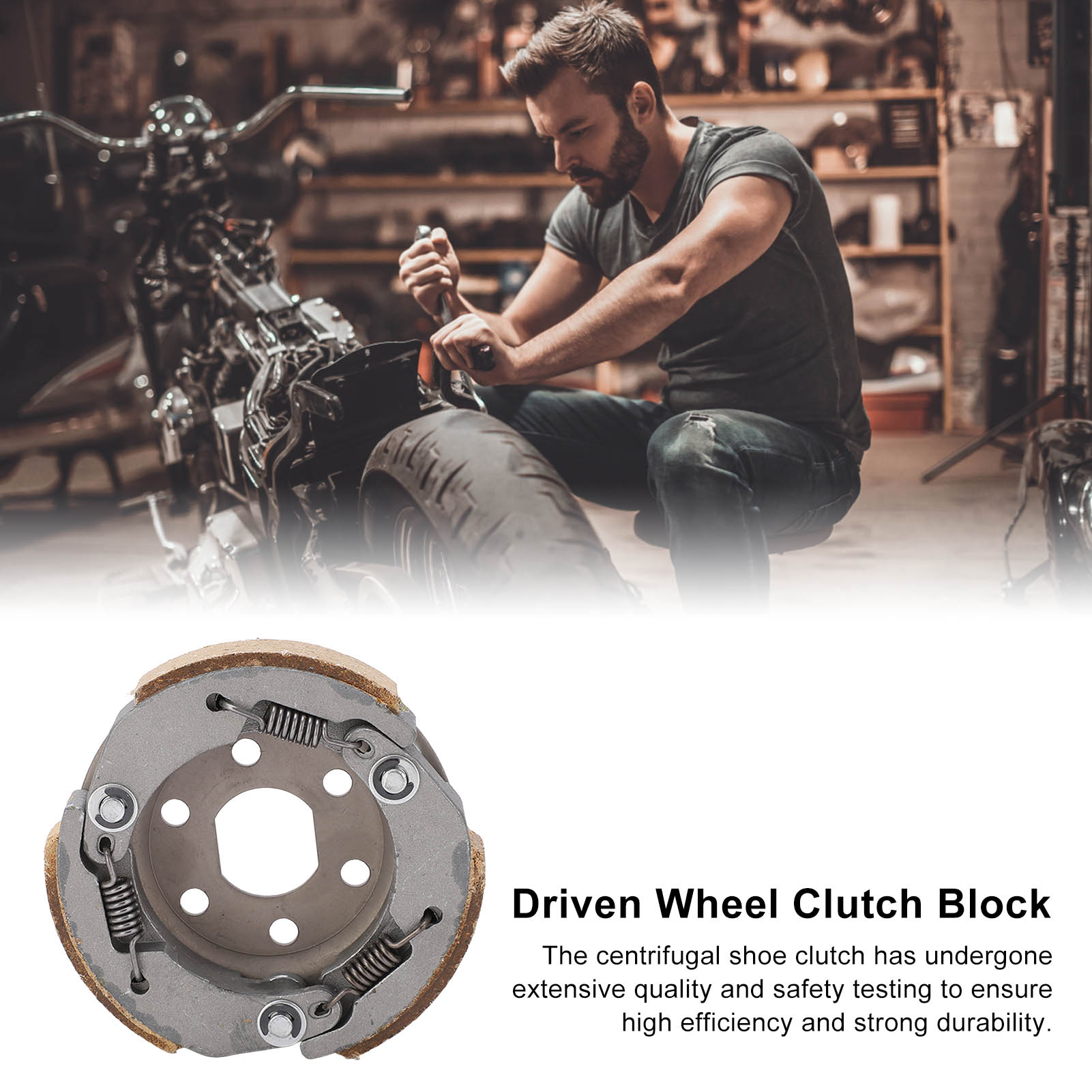 Driven Wheel Clutch, Metal Centrifugal Shoes Clutch 3 Friction Plate for Maintenance Replacement for GY6-50/60/80CC Engine. 