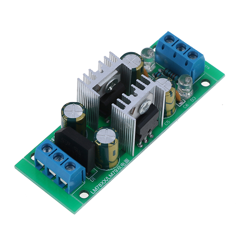 LM7812 + LM7912 ±12V dual voltage regulator rectifier bridge power supply module. 