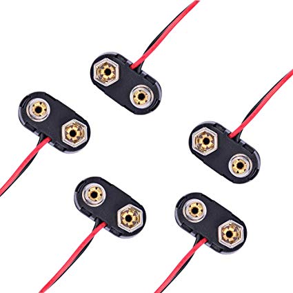 2Pcs- 9V Battery Connector BLACK Color DC 9V Battery Clip Connector Leads Socket 6F22 Battery Holder Snap Cables 9 Volt For Arduino Electronics Projects Power Supply. 