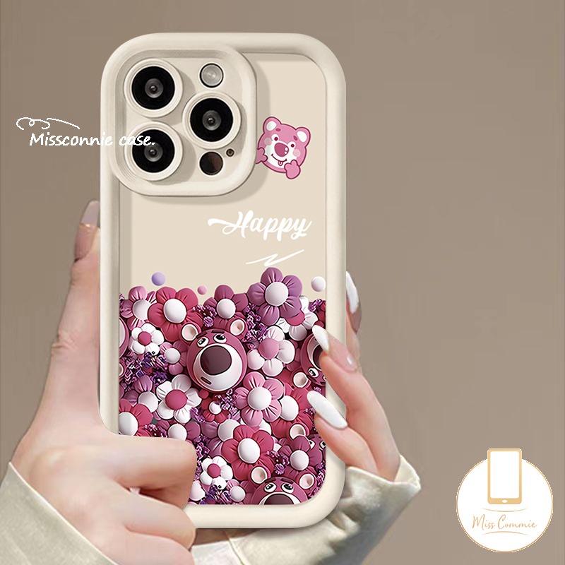 MissConnie For Samsung A13 A12 A54 A03 A24 A04s A02s A20s A52s A50s A34 A30s A20 A31 A50 A53 A52 A03s A33 A10s A30 A20s Cartoon Plush Toy Cute Strawberry Bear Lotso Soft Angel Eyes Cover
