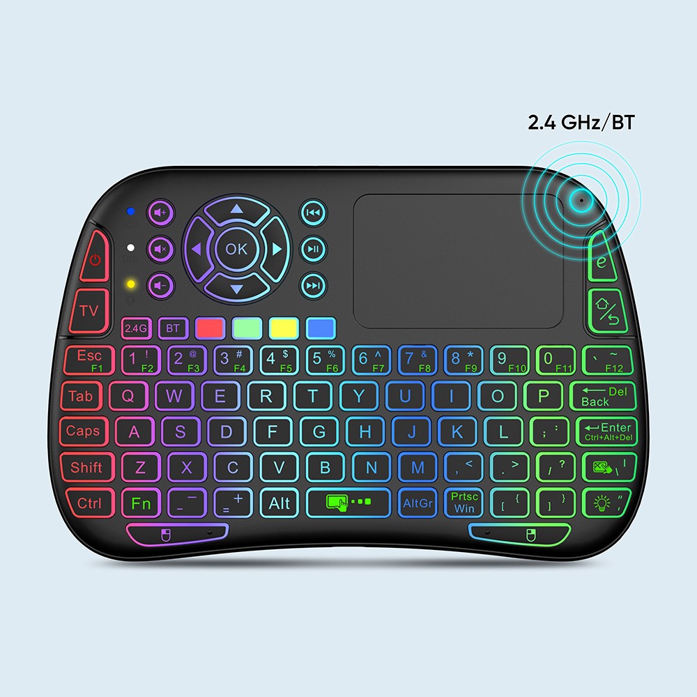 M9 Bluetooth Mini Wireless Keyboard 7 Backlit 2.4G Air Mouse Remote Touchpad - Support Voice Command. 