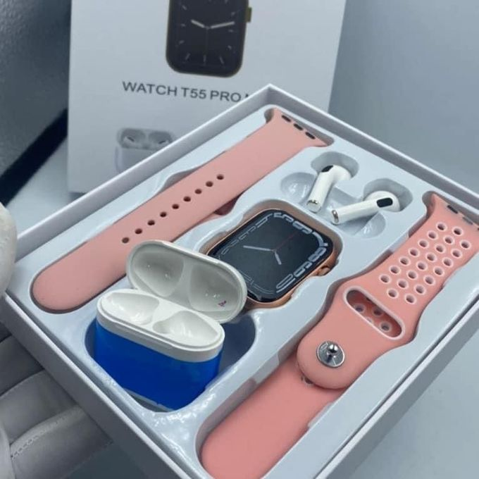 T55 pro max Smart Watch with Pro 4 Earbuds set Hot-sale New Design With 4 colors Options