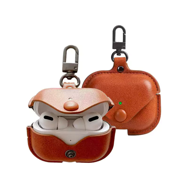 Airpodss Pro 2nd Generation PU Leather Shockproof with Loss Prevention Clip Case Premium Protective Carrying Cover