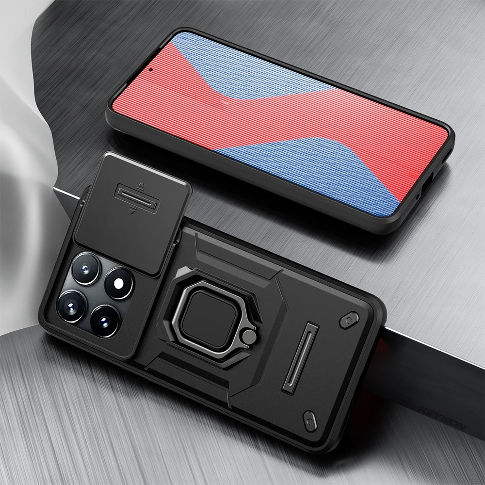 For Xiaomi Poco X6 Armor Ring Case Cover adsorb Car Holder Shockproof Camera Protection Cover For Xiaomi Poco X6 Pro Back cover Phone Cases