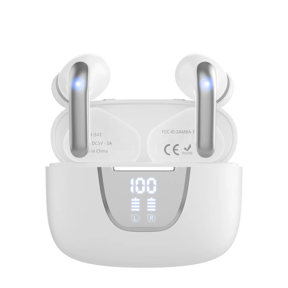 New S42 Bluetooth Headset 5.3 Noise-Cancelling TWS Bluetooth Earphone with LED Digital Display Sports Wireless Headphone 2023. 