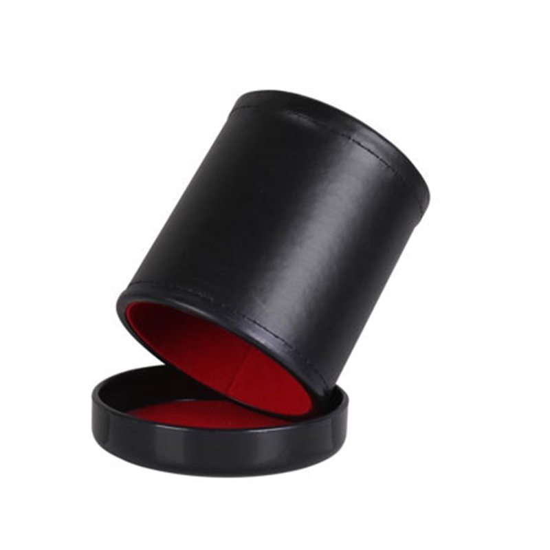 Leather Dice Cup with Lid Green Red Lining Interior Quiet in Shaking for Liars Dice Farkle Yahtzee Board Games, Black. 