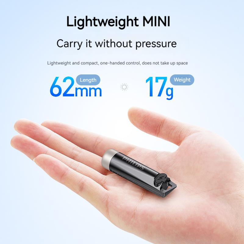 SFL1121(PHILIPS) type C rechargeable mini torch flashlight Strong light flashlight keychain lighting Mini mini emergency light. 